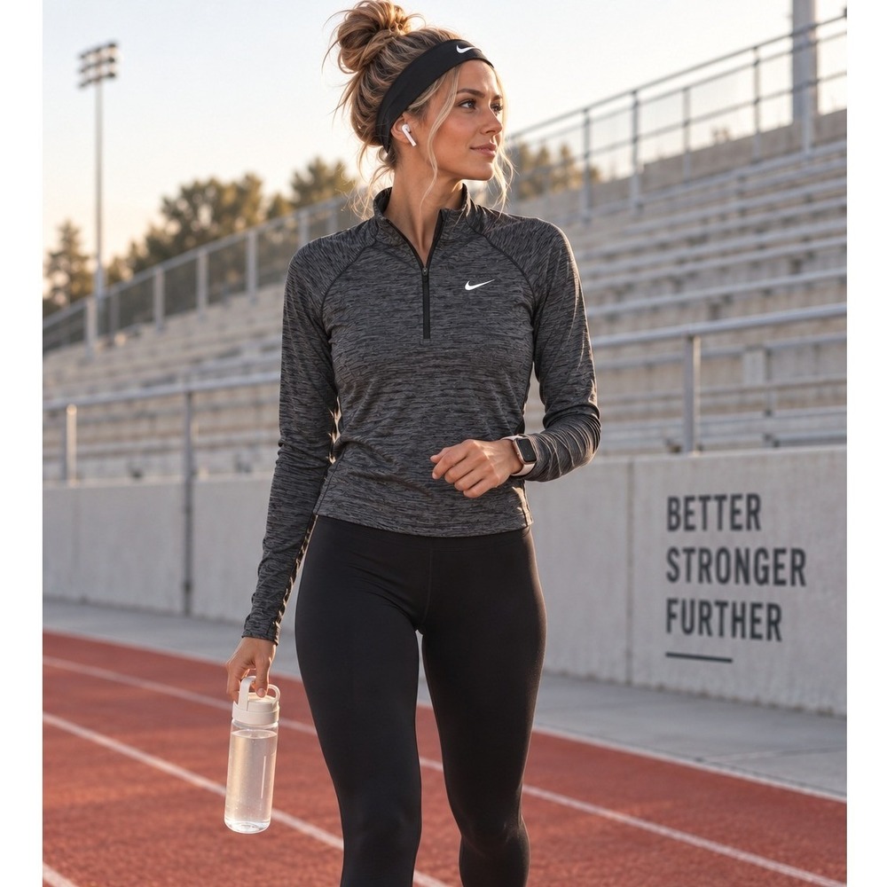 Nike Dri-FIT Sphere Element Half Zip Running Pullover Black Gray XS Women's
